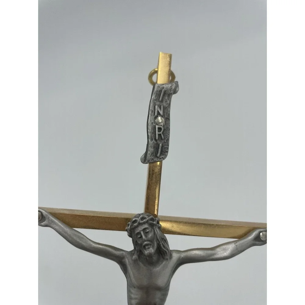 Vintage Gold Tone Crucifix Cross Jesus Christ INRI Religious Wall Hanging 9